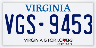 VA license plate VGS9453