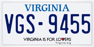 VA license plate VGS9455