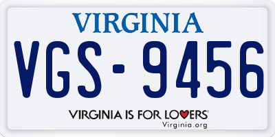 VA license plate VGS9456