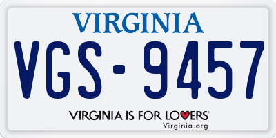 VA license plate VGS9457