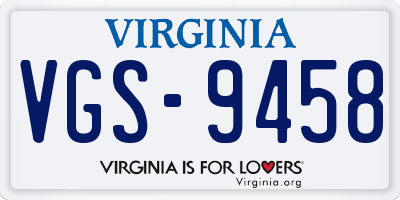 VA license plate VGS9458