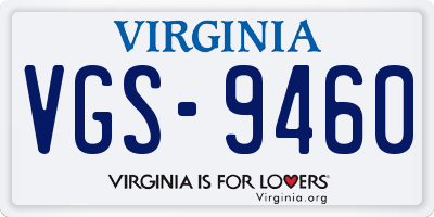VA license plate VGS9460