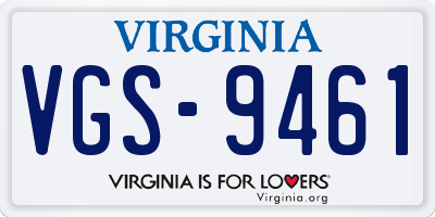 VA license plate VGS9461