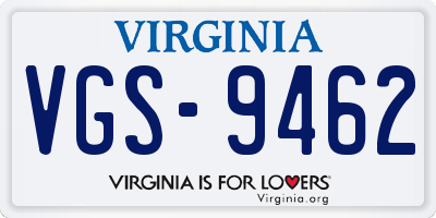 VA license plate VGS9462