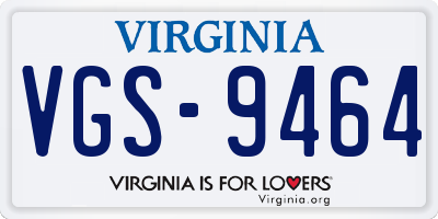 VA license plate VGS9464