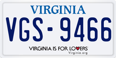 VA license plate VGS9466