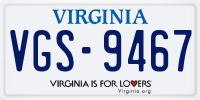 VA license plate VGS9467