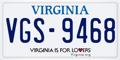VA license plate VGS9468