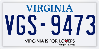 VA license plate VGS9473