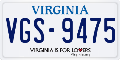 VA license plate VGS9475
