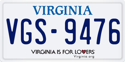 VA license plate VGS9476