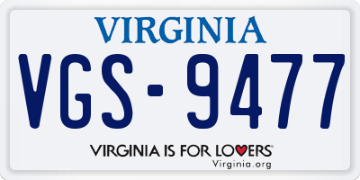 VA license plate VGS9477