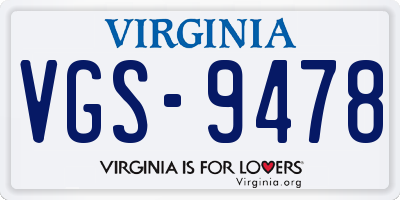 VA license plate VGS9478