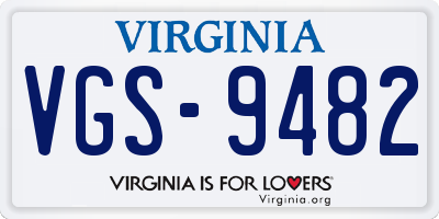 VA license plate VGS9482