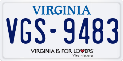 VA license plate VGS9483