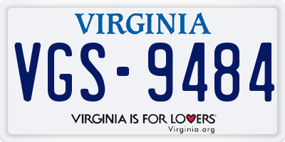 VA license plate VGS9484