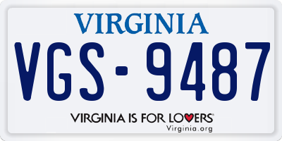 VA license plate VGS9487