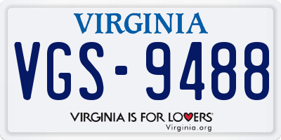 VA license plate VGS9488
