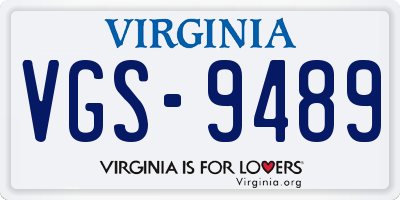 VA license plate VGS9489