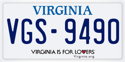 VA license plate VGS9490