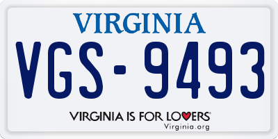 VA license plate VGS9493