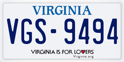 VA license plate VGS9494