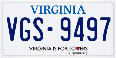 VA license plate VGS9497