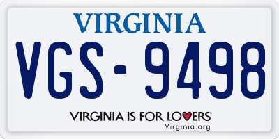 VA license plate VGS9498