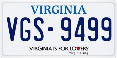 VA license plate VGS9499