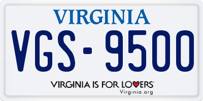 VA license plate VGS9500
