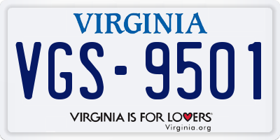 VA license plate VGS9501