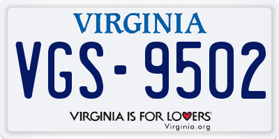 VA license plate VGS9502