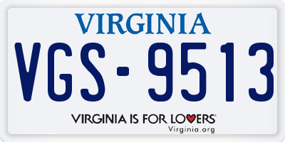 VA license plate VGS9513