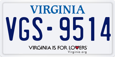 VA license plate VGS9514