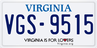 VA license plate VGS9515