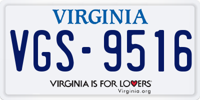 VA license plate VGS9516
