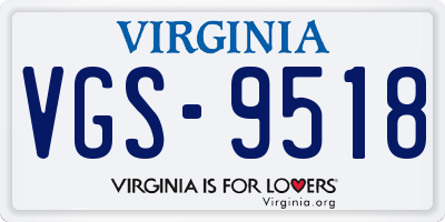 VA license plate VGS9518