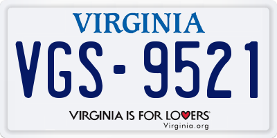 VA license plate VGS9521