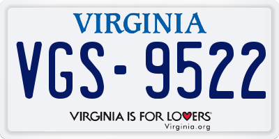 VA license plate VGS9522