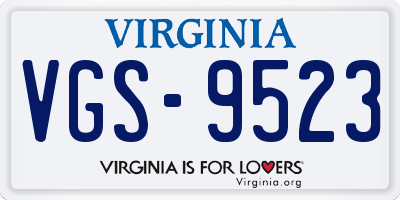 VA license plate VGS9523