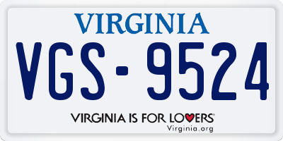 VA license plate VGS9524