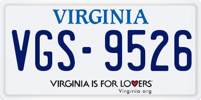 VA license plate VGS9526