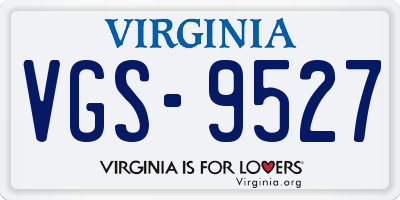 VA license plate VGS9527