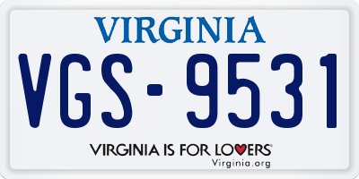 VA license plate VGS9531