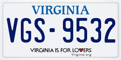 VA license plate VGS9532