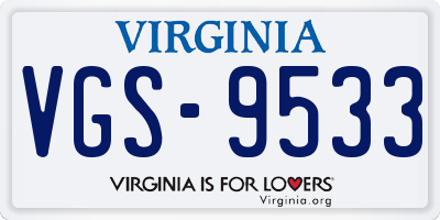 VA license plate VGS9533