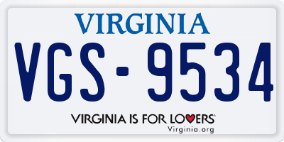 VA license plate VGS9534