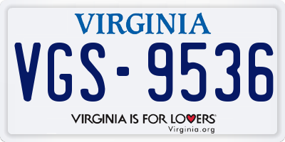 VA license plate VGS9536