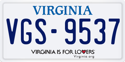 VA license plate VGS9537