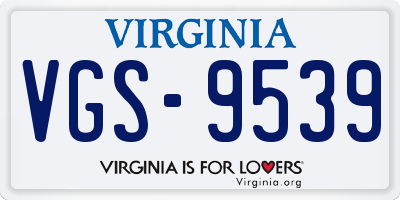 VA license plate VGS9539